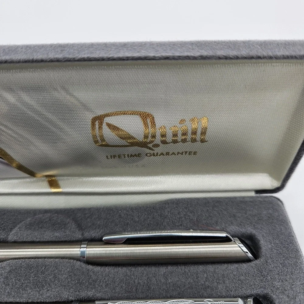 Vintage Quill Pen & Pencil Set Silver Tone NEW